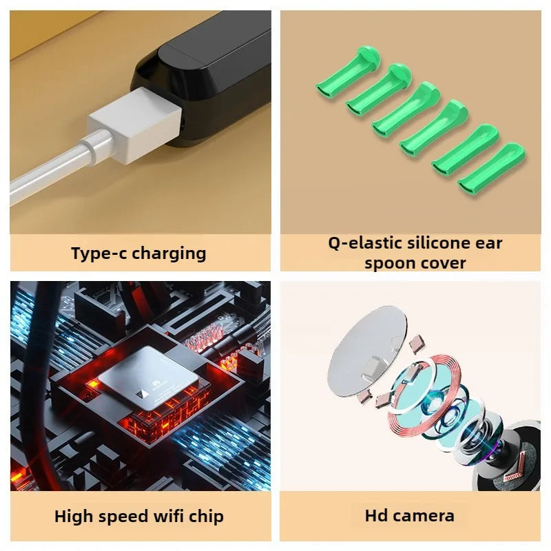 Earwax Remover Cleaning Tool Ear Endoscope with Mini Camera USB C Charging Earpick Health Care Set for Android Best Gift